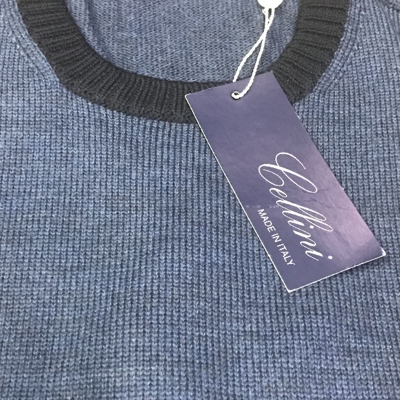 Cellini Italian Men's Navy Sweater - Picture 3 of 8
